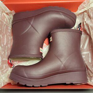 Hunter Women's PLAY™ Insulated Vegan Shearling Short Rain Boots in Dark Red